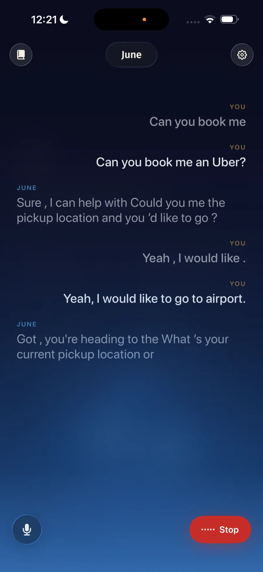 June app interface